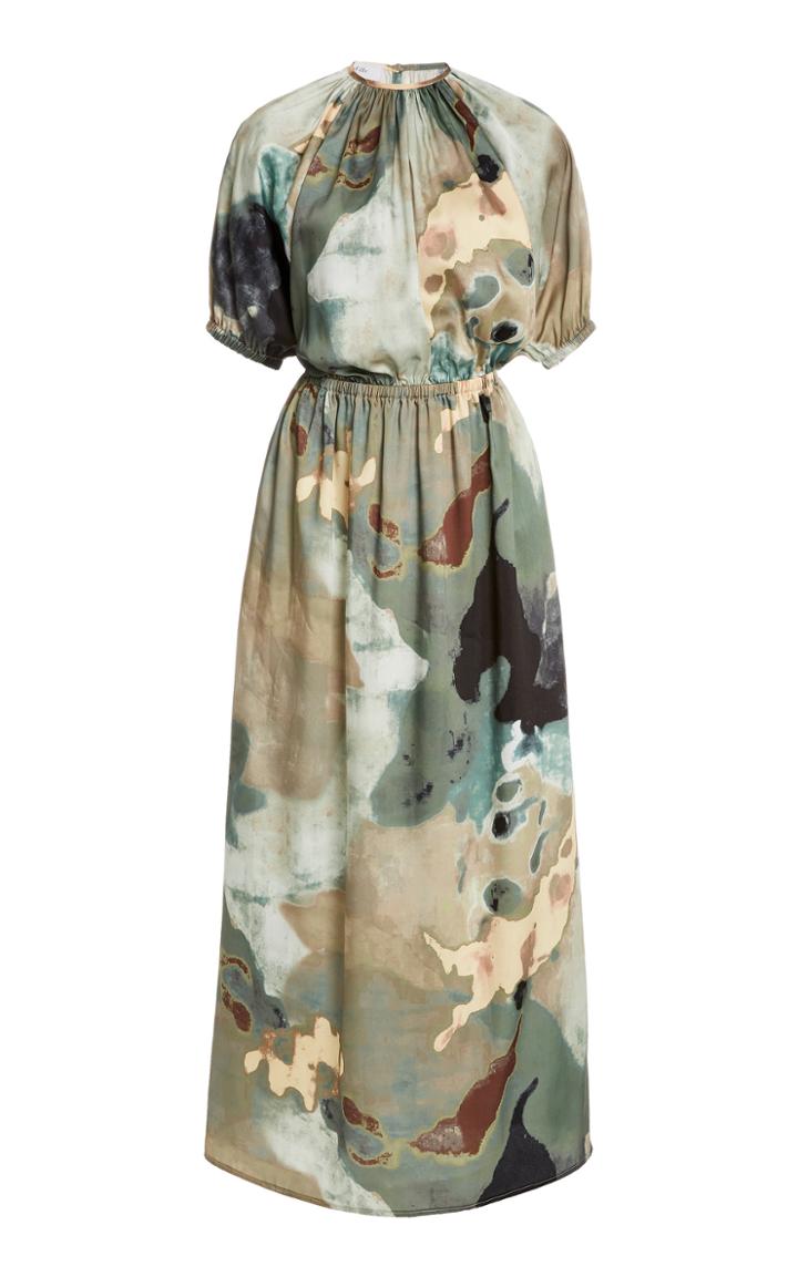 Beaufille Solari Printed Crepe De Chine Maxi Dress