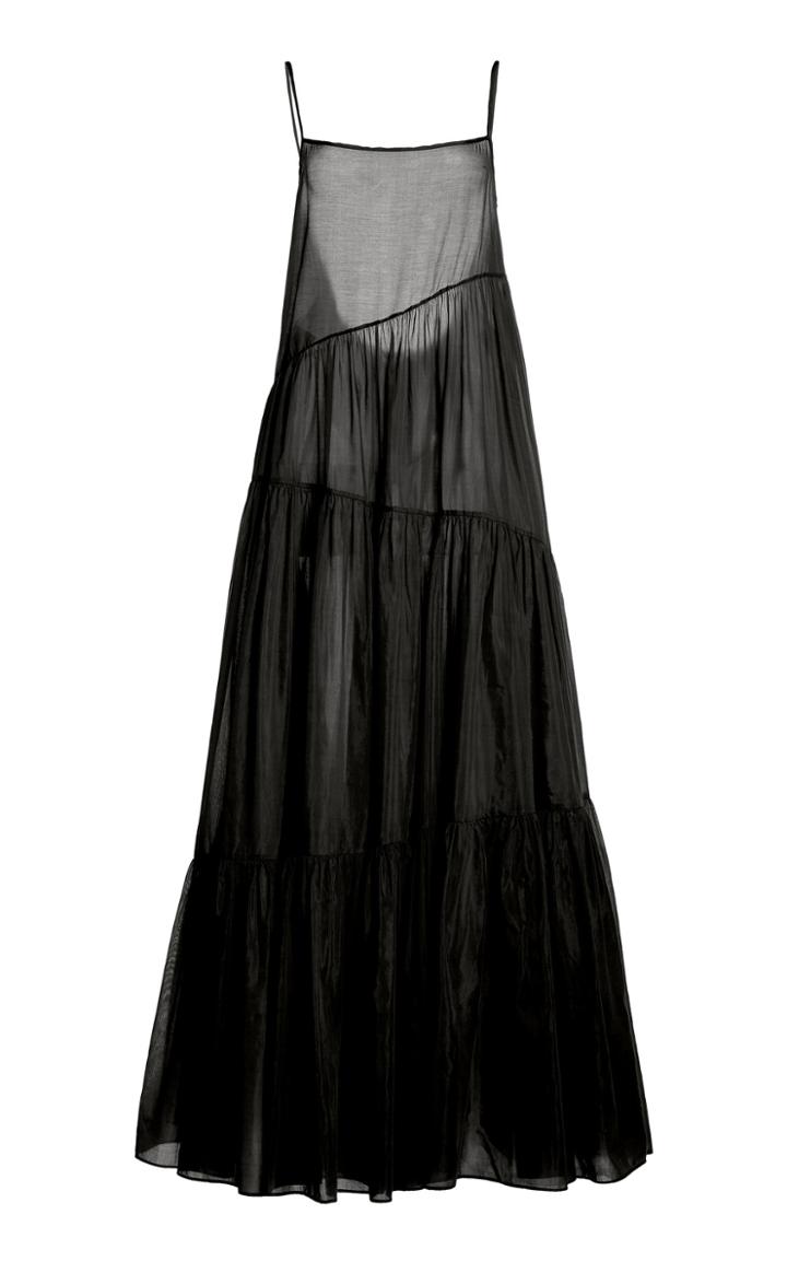 Moda Operandi Matteau Asymmetric Cotton-silk Voile Tiered Maxi Dress