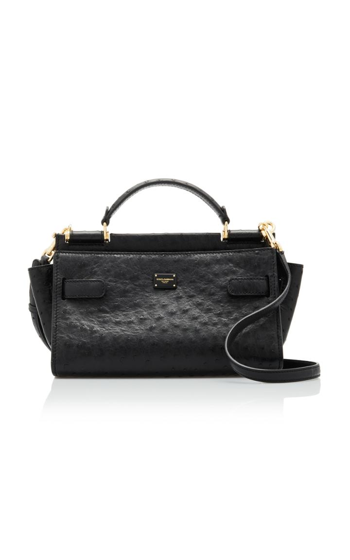 Moda Operandi Dolce & Gabbana Sicily Small Soft Ostrich Leather Top Handle Bag