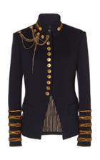 Oscar De La Renta Embellished Virgin Wool Military Jacket