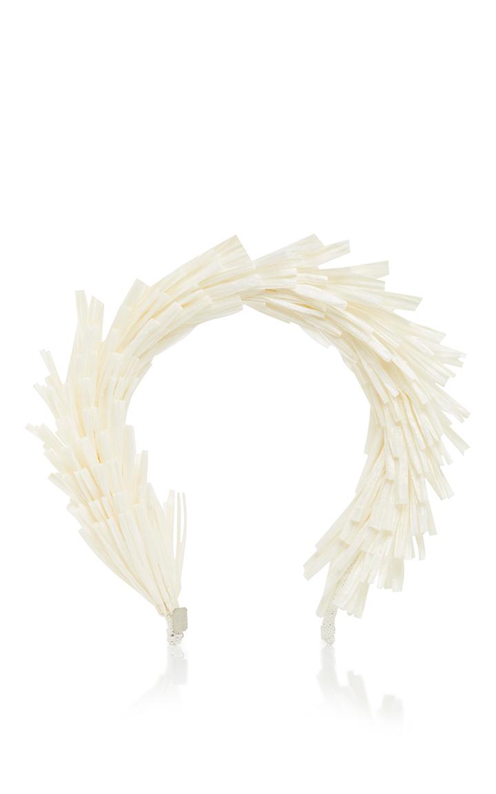 Gigi Burris M'o Exclusive White Raffia Headband