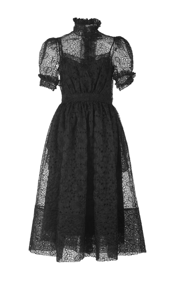 Simone Rocha Floral Embroidered Organza A-line Dress