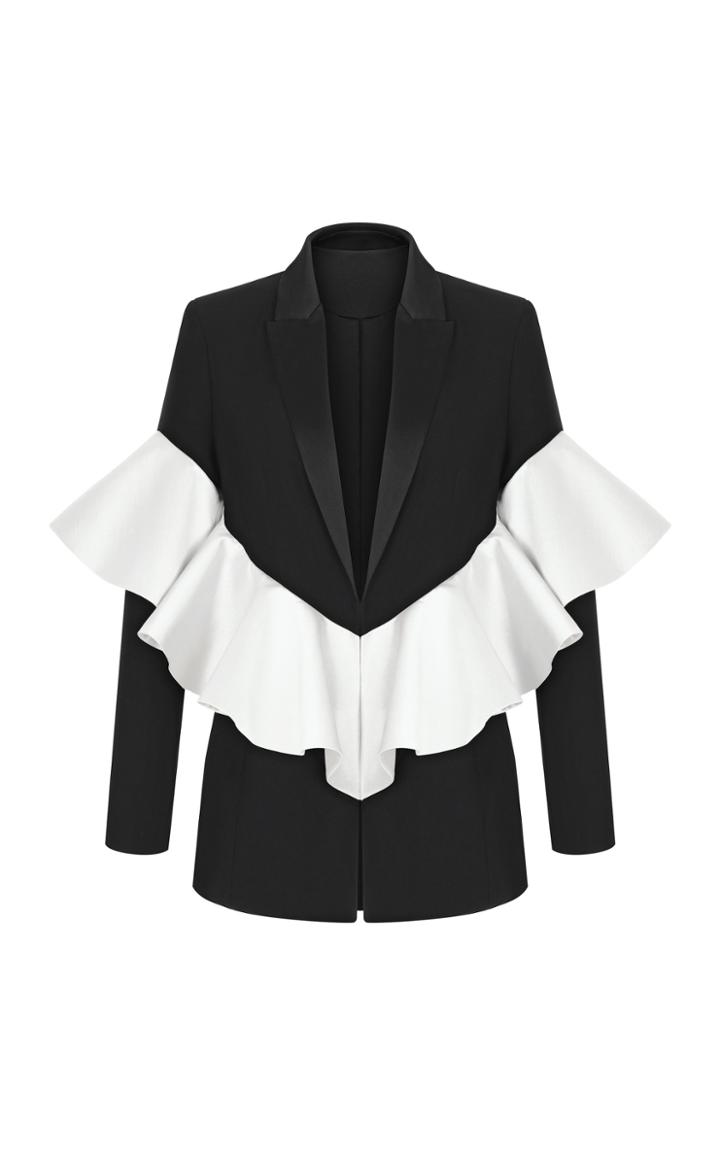 Rasario Ruffled Crepe And Satin Blazer