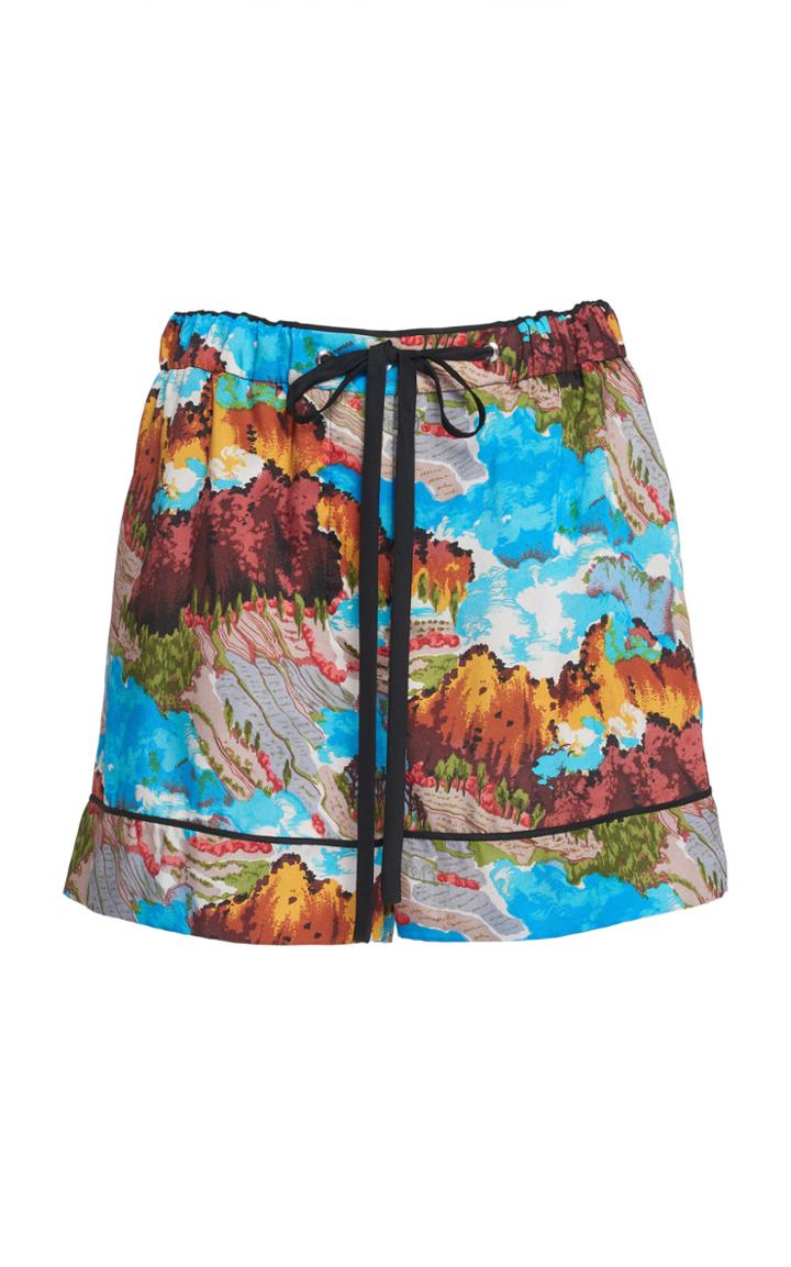 Victoria Victoria Beckham Printed Satin Shorts