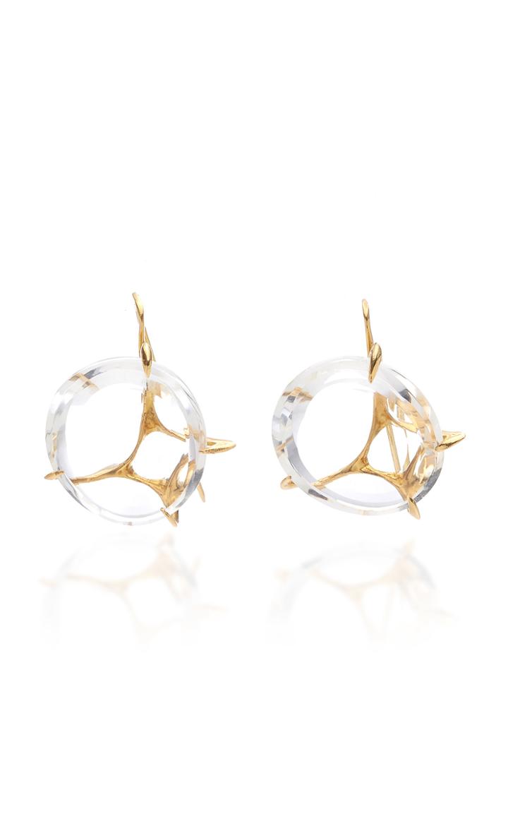Kika Alvarenga Brinco Envolto Quartz 18k Gold Earrings