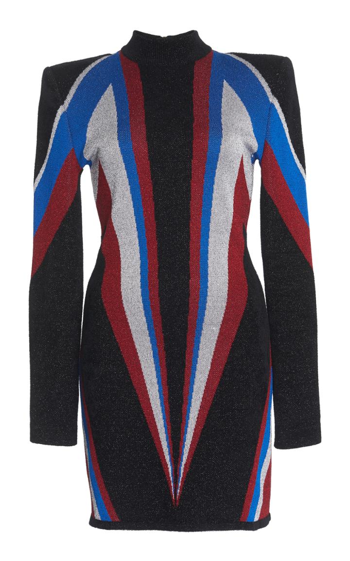 Balmain Long Sleeve Lurex Dress