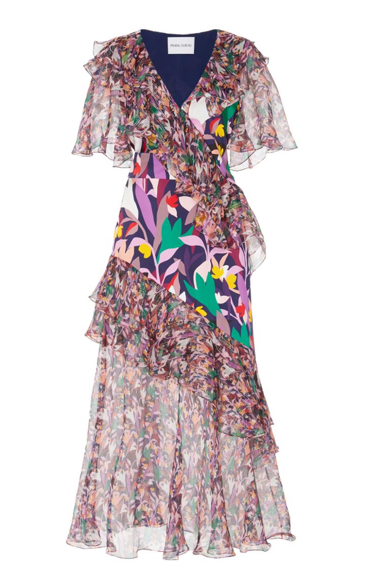 Prabal Gurung Ruffled Silk Chiffon Midi Dress