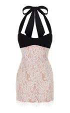 Rasario Stretch-crepe And Lace Halterneck Mini Dress
