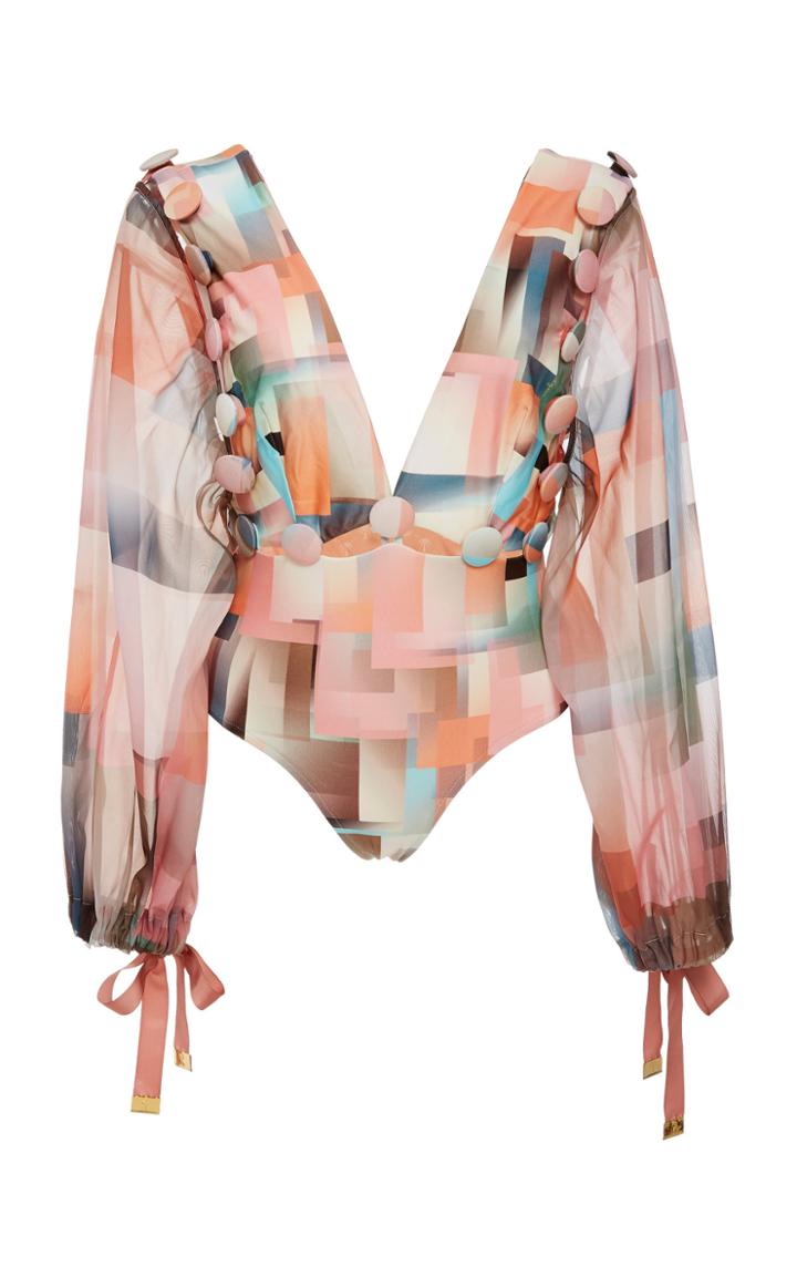 Agua De Coco Long Sleeved Printed One Piece Swimsuit
