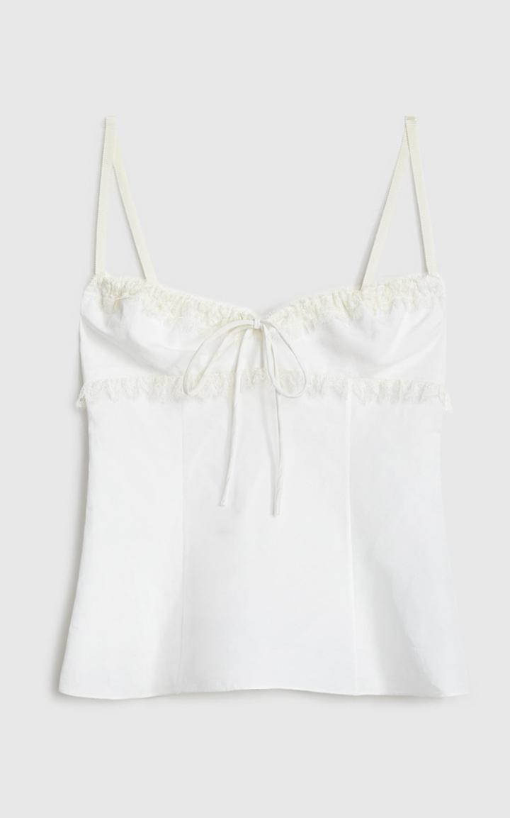 Moda Operandi Brock Collection Siria Lace-trimmed Cotton-linen Top