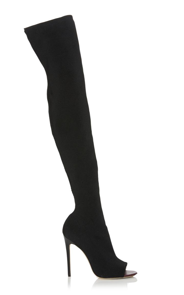 Victoria Beckham Jasmine Stretch-knit Thigh Boots Size: 37