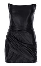 Moda Operandi Zeynep Aray Ruched Leather Mini Dress