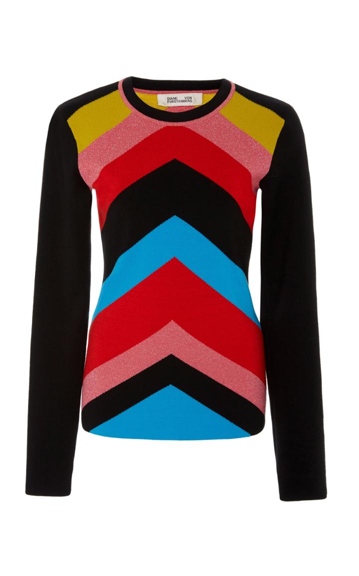 Diane Von Furstenberg Crewneck Rainbow Sweater