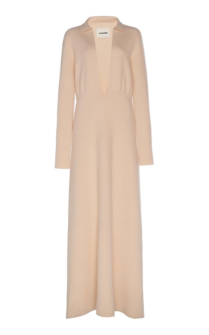 Jil Sander Plunging Wool-blend Maxi Dress