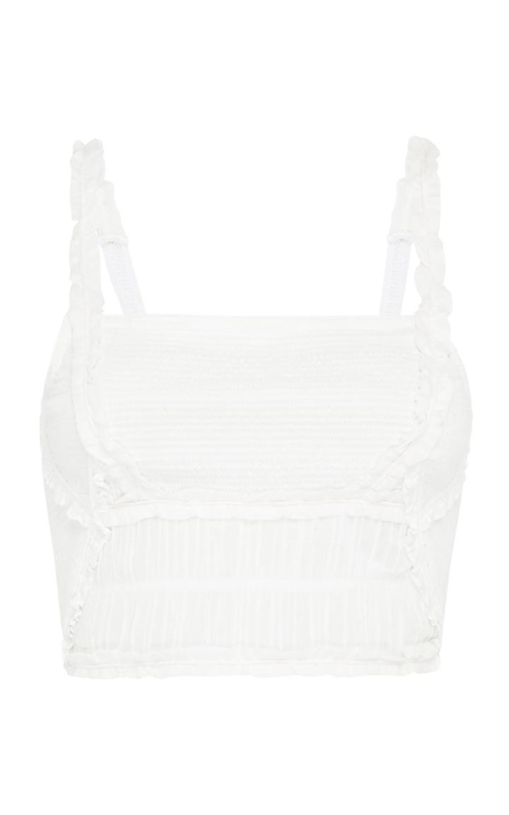Rachel Gilbert Rae Ruffle-trimmed Cotton Crop Top