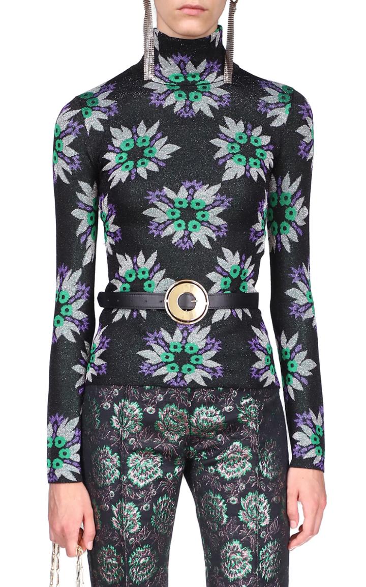 Moda Operandi Paco Rabanne Metallic Floral Jacquard Mock-neck Top