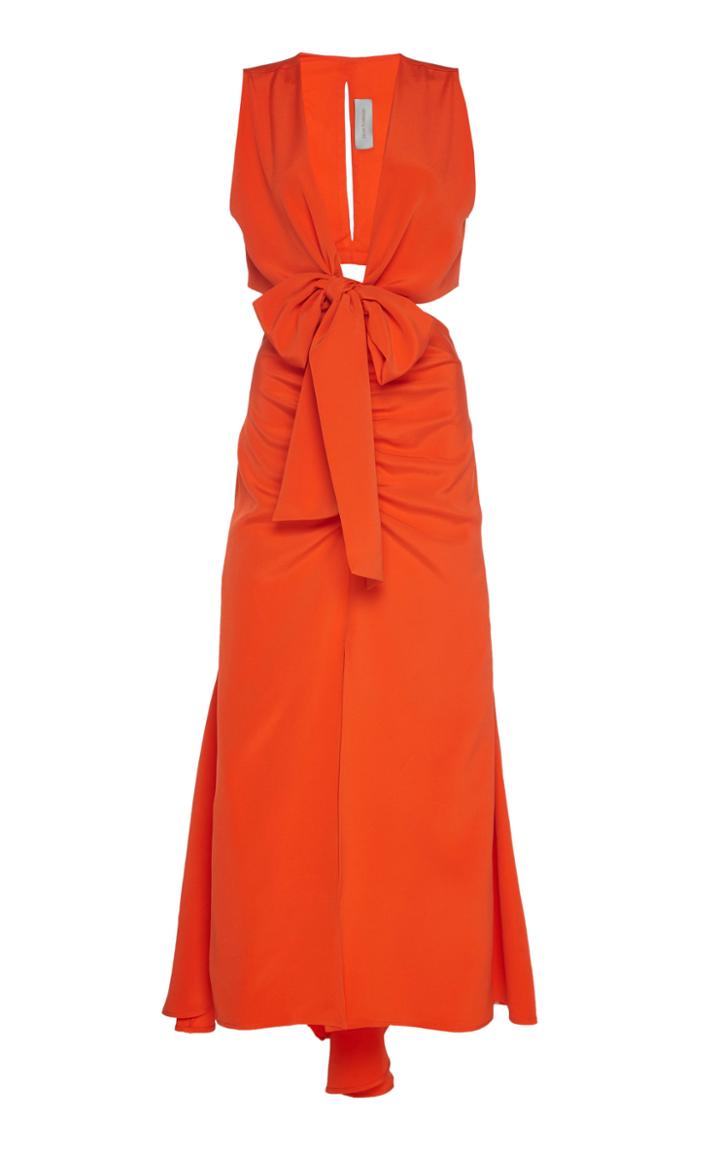 Silvia Tcherassi Cartagena Tie-detailed Cutout Silk Maxi Dress