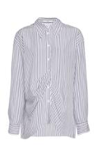 Tibi Soft Stripe Shirting Draped Shirt