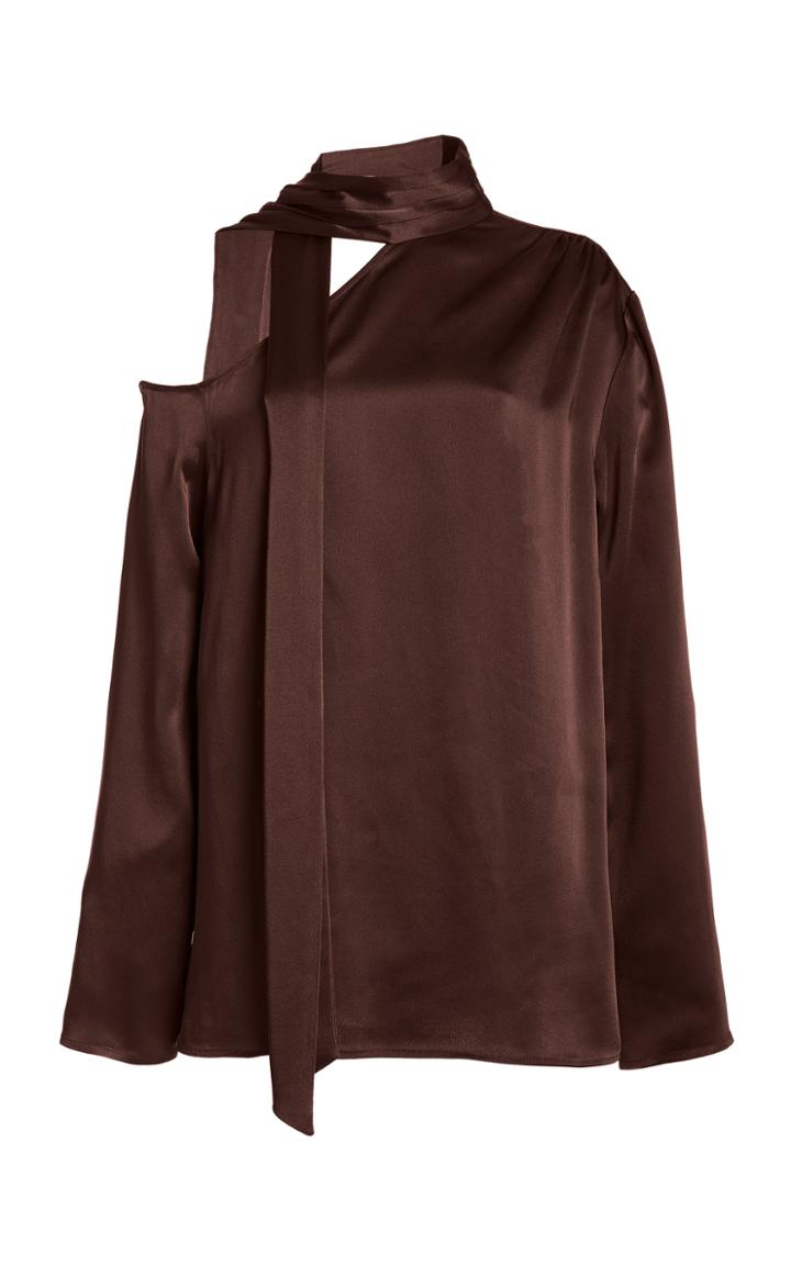 Moda Operandi Sally Lapointe Double Faced Satin Neck Tie Blouse