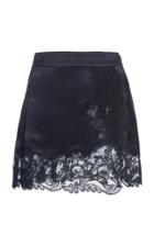 Versace Pleated And Lace-paneled Silk-satin Mini Skirt