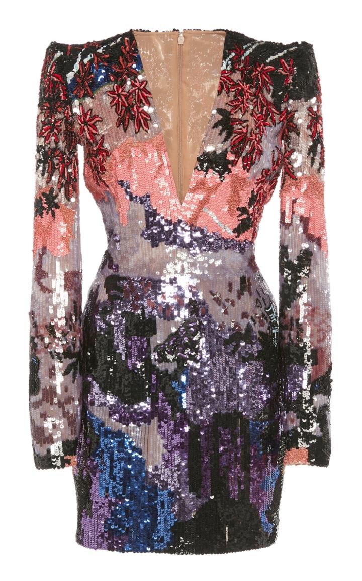 Zuhair Murad Sequin Embroidered Tulle Mini Dress