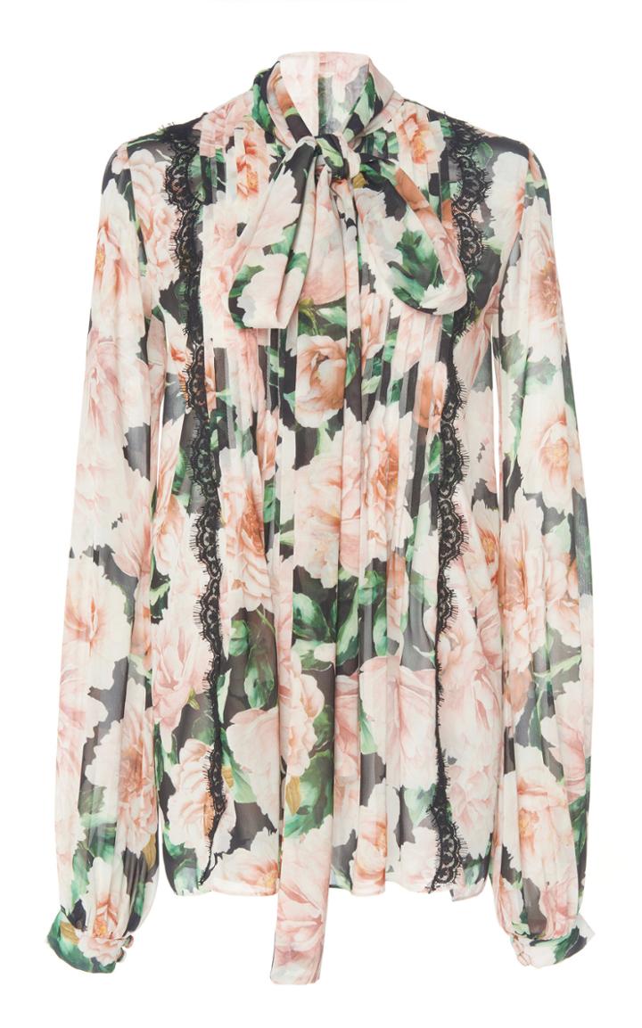 Costarellos Pussy Bow-accented Georgette Blouse