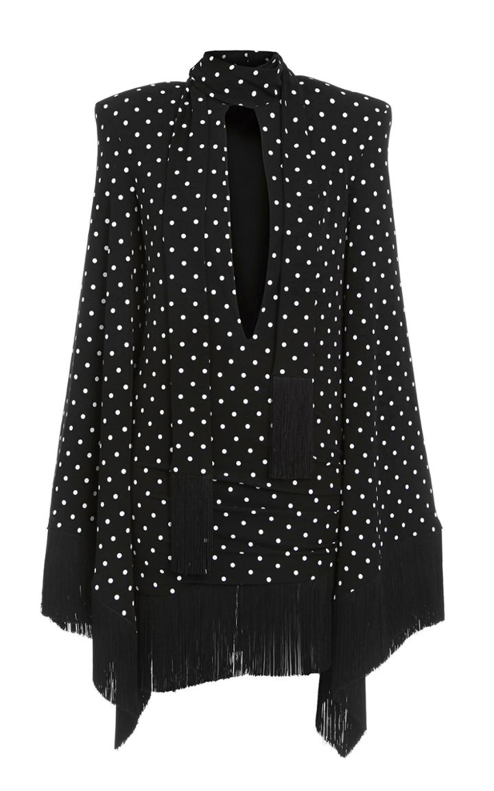 Balmain Fringed Polka-dot Crepe Shift Dress