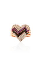 Kwit Set Of Four White Pave Heart Throb Ring