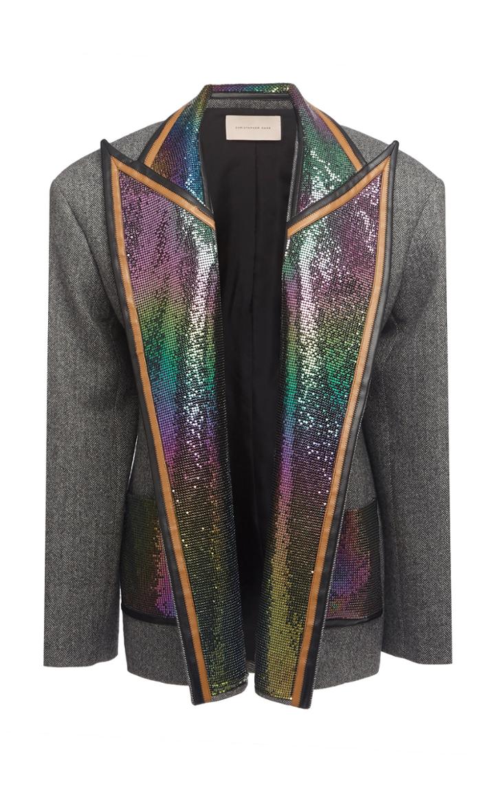 Christopher Kane Metallic Collar Wool Cashmere Blazer