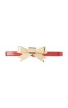 Rodarte Red Skinny Patent Leather Waist Belt With Large Gold Bow Ornament