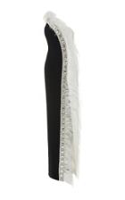 Moda Operandi Pamella Roland Asymmetric Feather-embellished Crepe Dress Size: 2