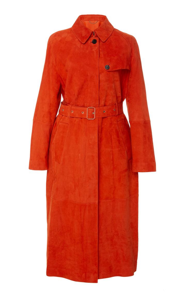 Salvatore Ferragamo Calf Suede Trench Coat With Belt