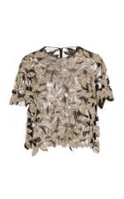 Moda Operandi Oscar De La Renta Beaded Organza Cropped Top Size: 6