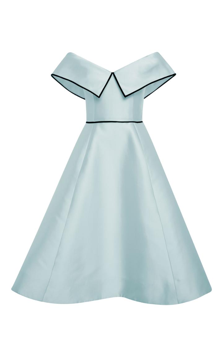 Elizabeth Kennedy Light Blue Off The Shoulder Cocktail Dress
