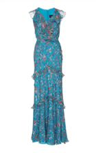 Saloni Rita Tiered Floral-print Crinkle Georgette Maxi Dress