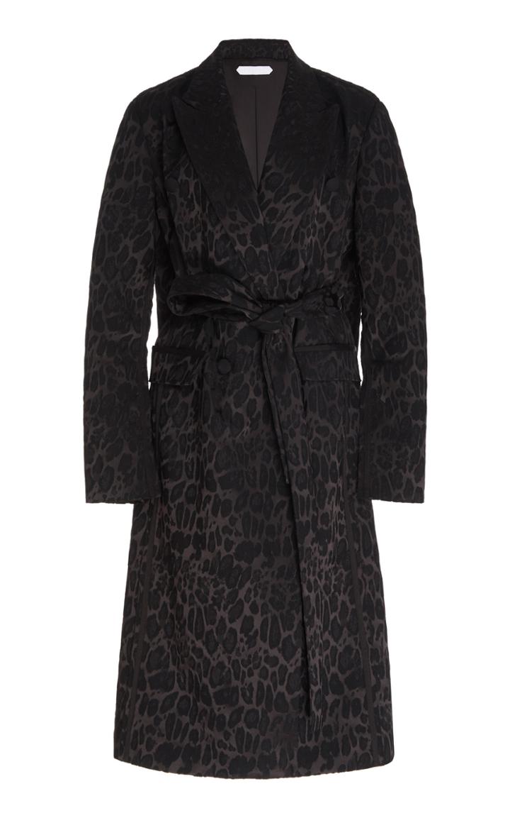 Moda Operandi Unttld Leopard Jacquard Midi Belted Coat Size: 2