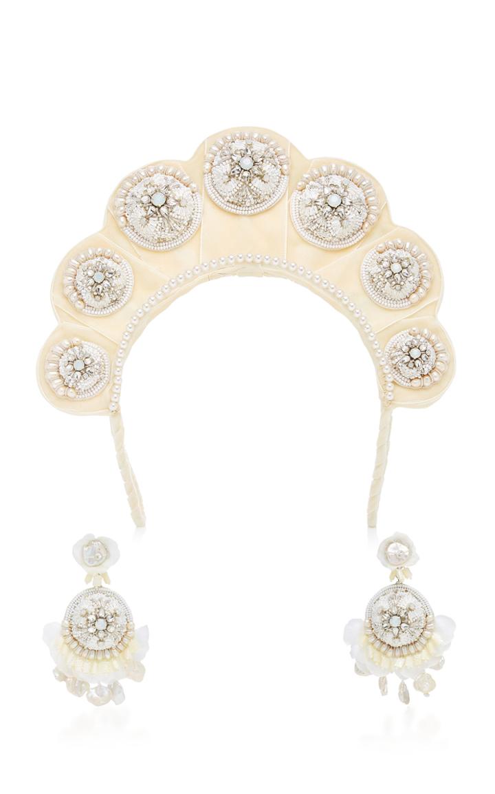 Ranjana Khan X Magnetic Midnight M'o Exclusive: Moonstone Headband & Earrings Set