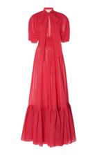 Giambattista Valli Bow Neck Chiffon Flounce Gown