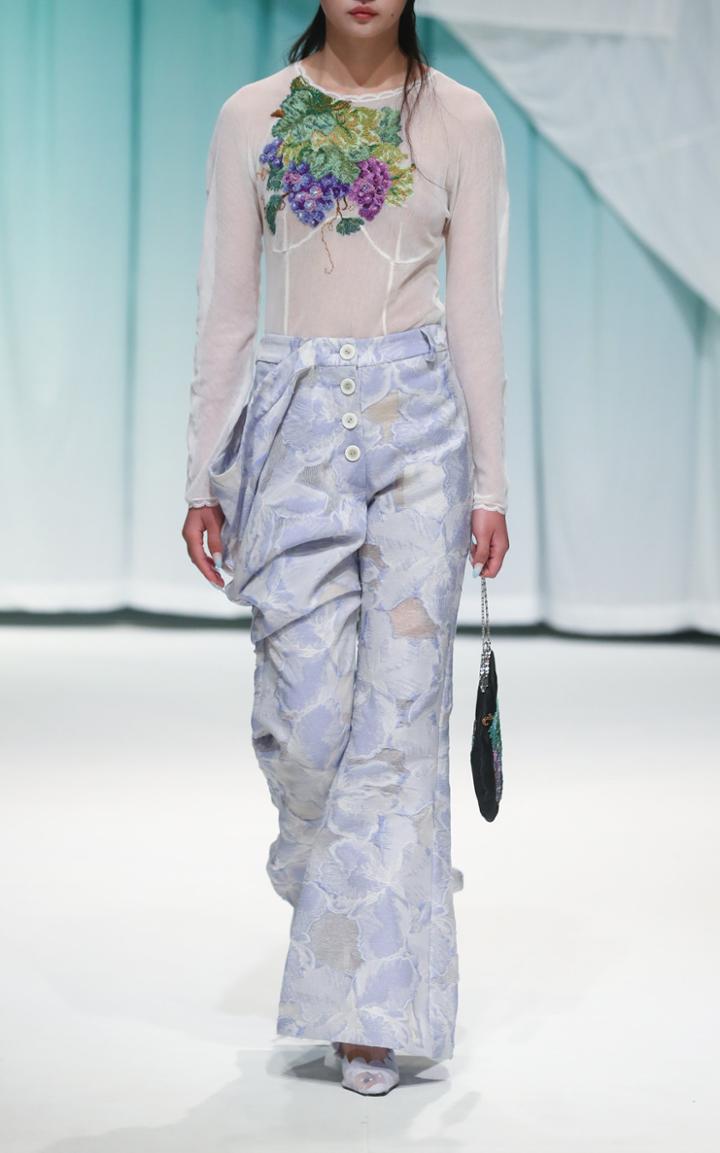 Moda Operandi Yuhan Wang Draped Jacquard Flared Pants