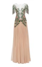 Pamella Roland Floral Embellished Tulle Gown