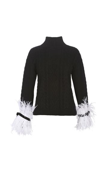 Yanina Demi Couture Cable Knit Turtleneck