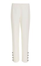 Lela Rose Crystal Button-embellished Wool-blend Pants