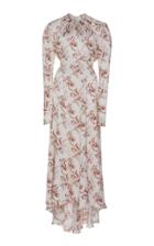Paco Rabanne Long Sleeved Printed Satin Dress