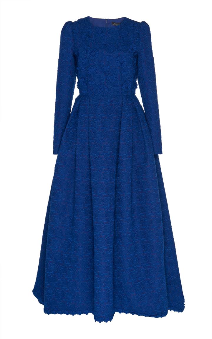 Andrew Gn Floral Embroidered Silk-blend Gown