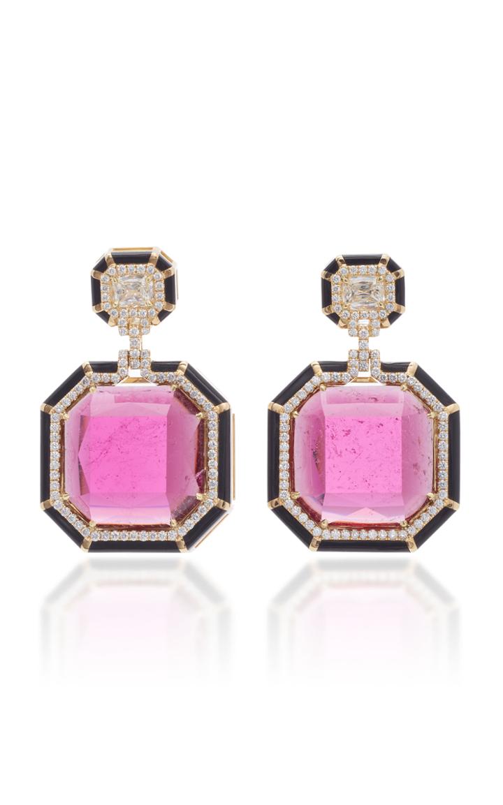 Goshwara 18k Gold Rubellite And Diamond Earrings