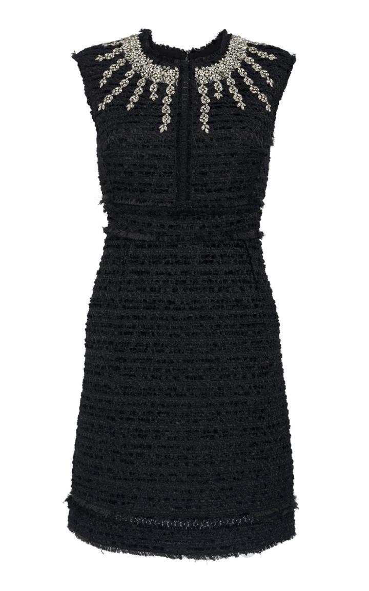 Giambattista Valli Sleeveless Embellished Tweed Sheath Dress