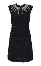 Giambattista Valli Sleeveless Embellished Tweed Sheath Dress