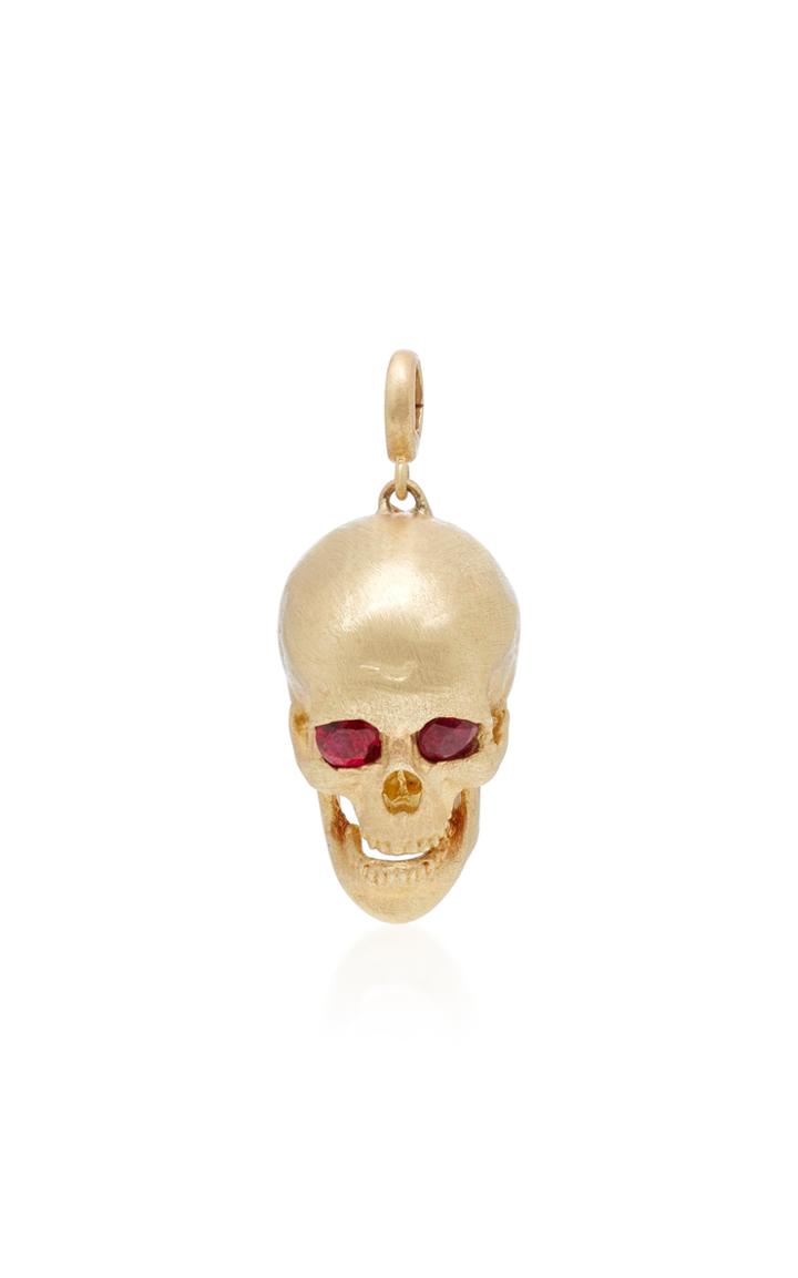 Luis Morais Skull Charm Medium With Moveable Jaw And Gemfields Ruby Eyes