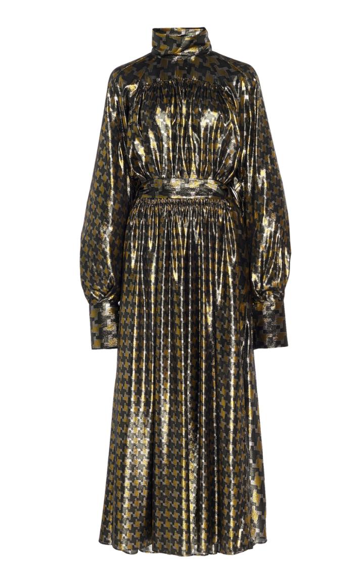 Cyclas Silk-blend Bright Hounds-tooth Dress