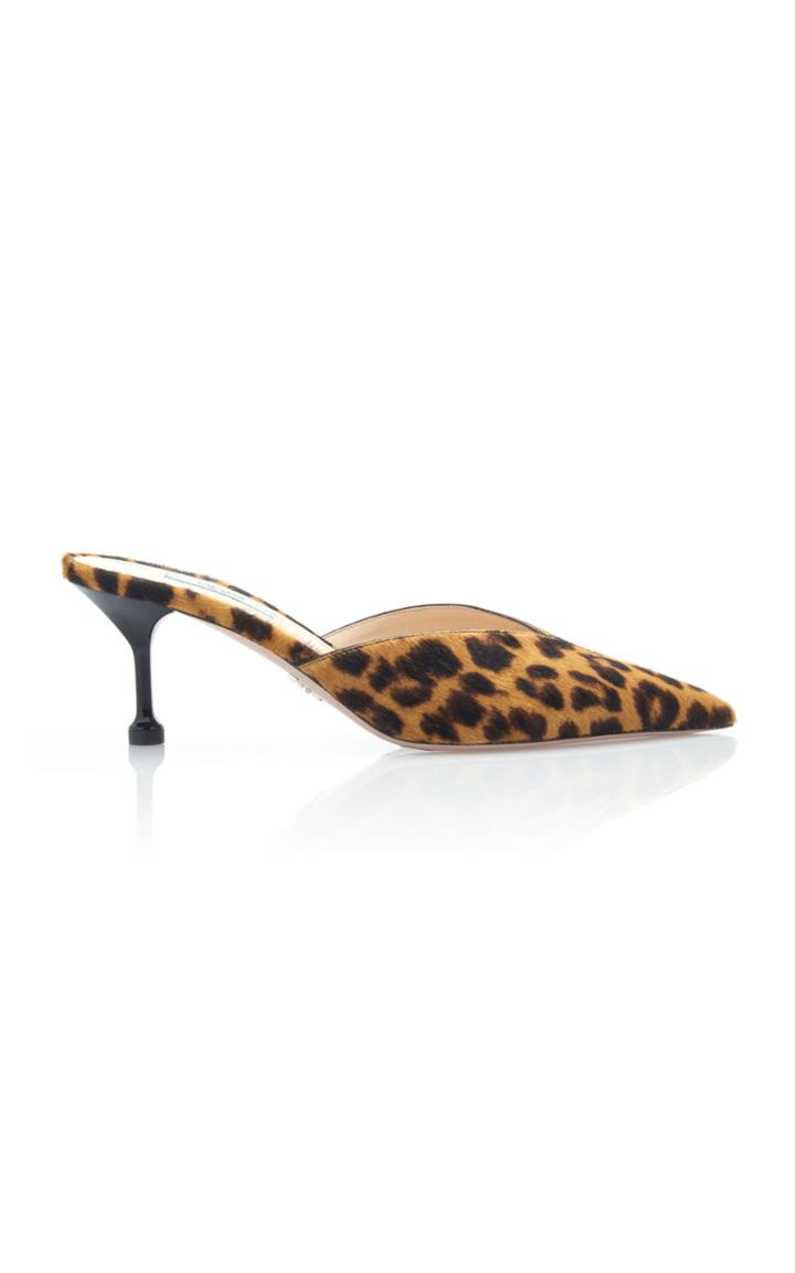Prada Leopard-print Calf Hair Mules